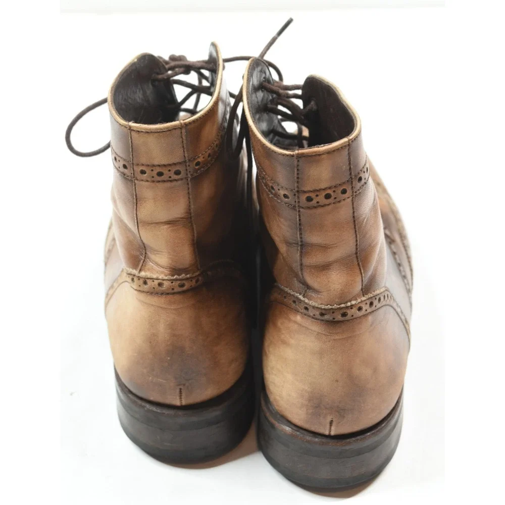 Thursday Boot Co Wingtip Boots Mens 9.5 Brown Leather Burnished Lace-Up